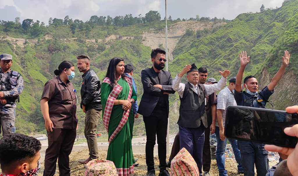 Kathmandu Mayor Balen Shah and Deputy Mayor Sunita Dangol in Sisdol, Nuwakot.