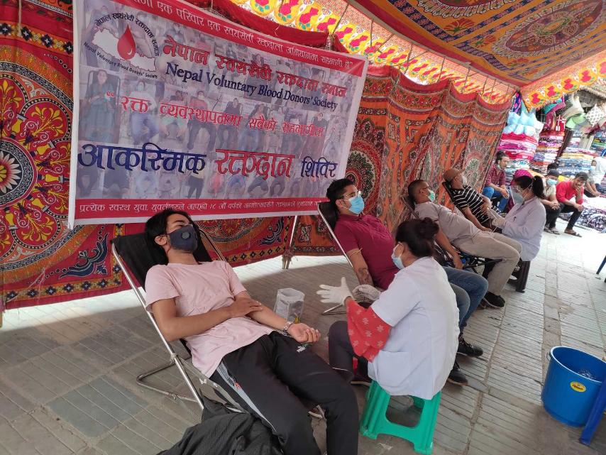 people giving blood in nepal