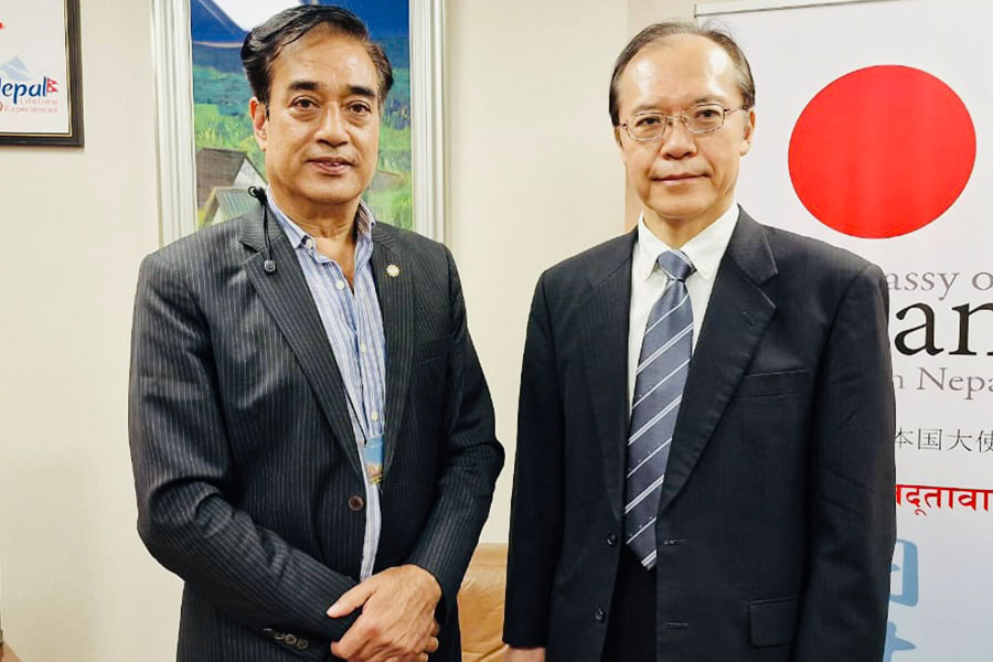 Rajendra Malla and Japanese ambassador to Nepal Kikuta Yutaka