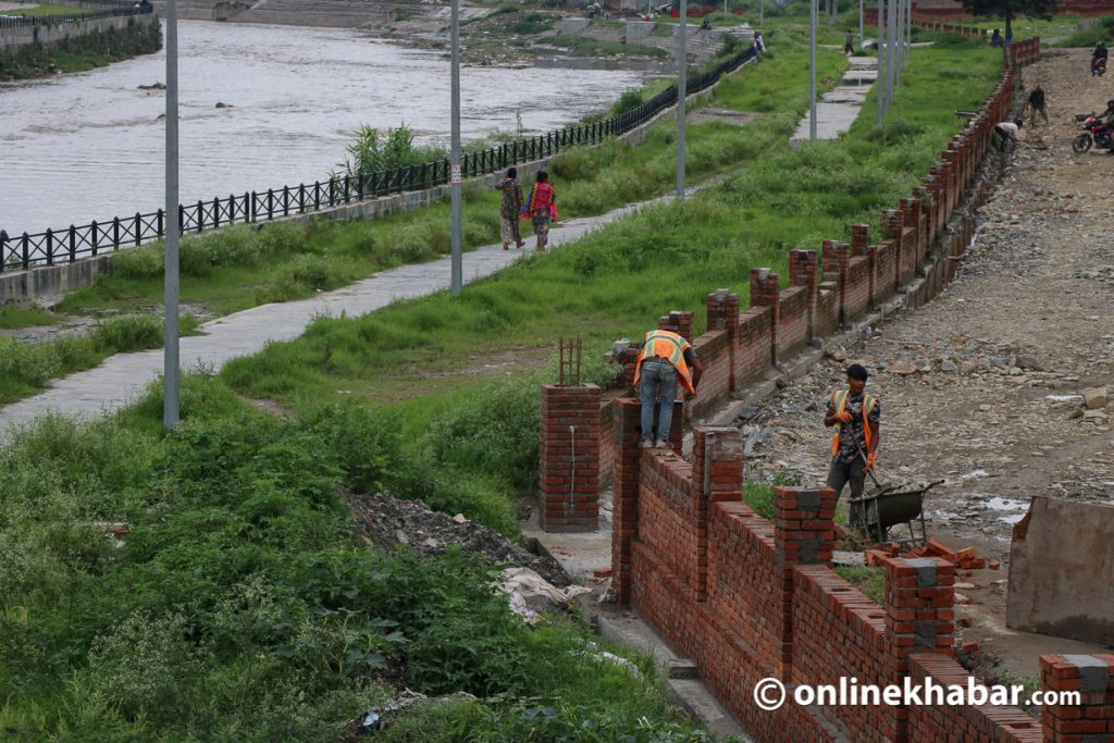 The proposed heritage trail on the bank of Bagmati