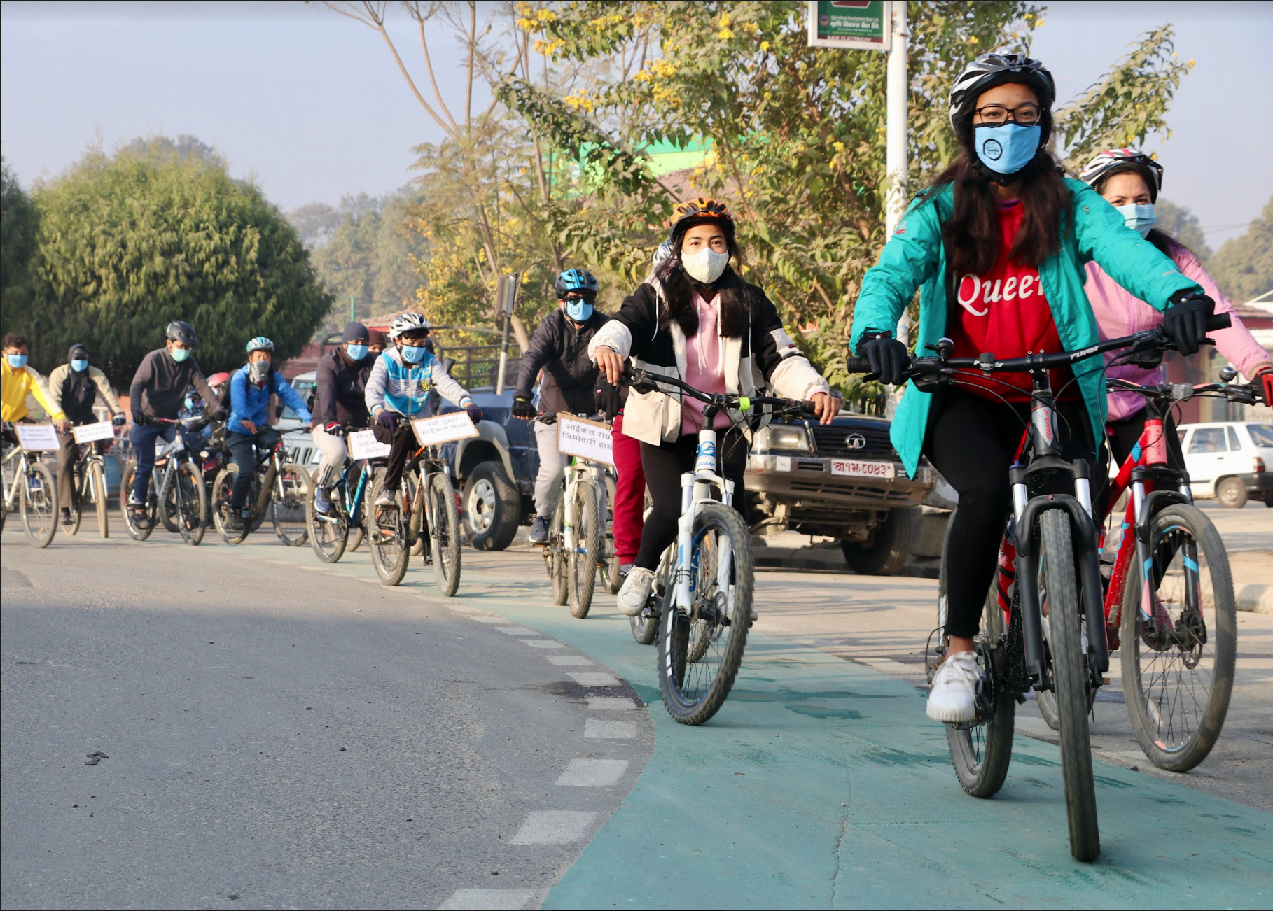 Bicycle Lane at Lalitpur during a bicycle rally on Jan 9, 2021