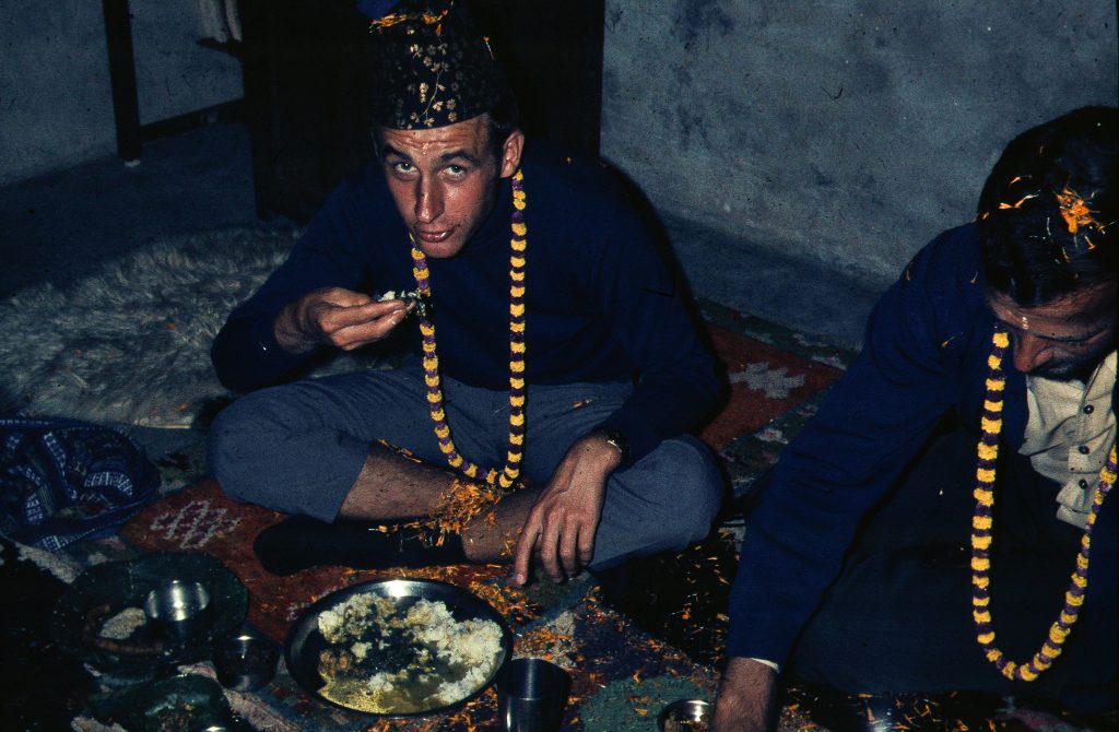 Wolfgang Korn eating Nepali food.