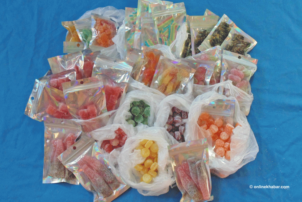 Candies containing drugs .