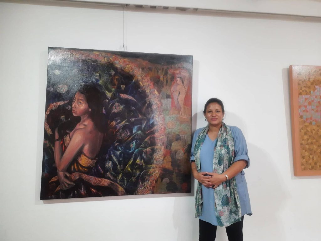 Muna Bhadel says her grandmother has inspired her to do an exhibition on this theme. Photo: Chandra Bahadur Ale