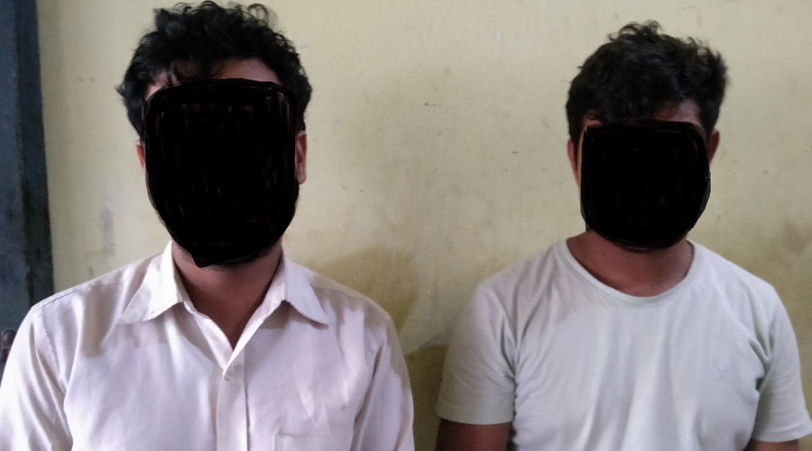 L-R: Pritam Patel and Uttam Patel, residents of Bishrampur in Bara, arrested on the charge of murdering their sister's boyfriend, in Birgunj, Parsa in August 2022