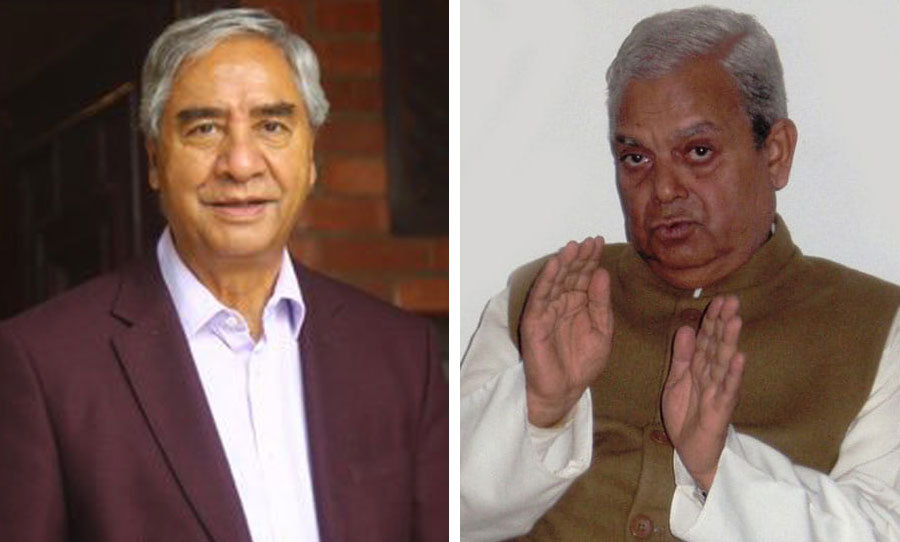 L-R: Sher Bahadur Deuba and Mahantha Thakur