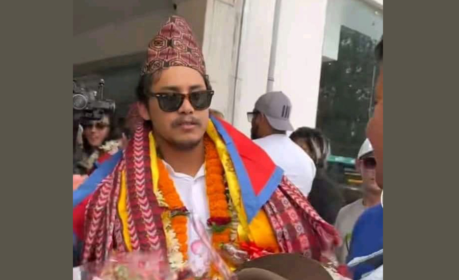 Dibesh Pokharel aka Arthur Gunn arrives in Kathmandu, on Wednesday, August 17, 2022.
