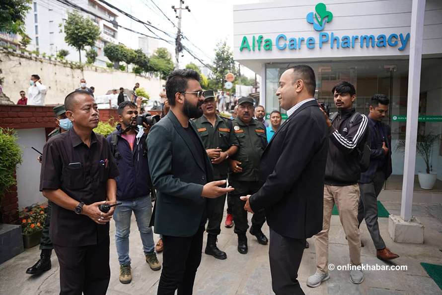 Kathmandu Mayor Balen Shah visits Alfa House in Naya Baneshwar, during his crackdown on illegal structures of commercial buildings, on Thursday, August 25, 2022. 