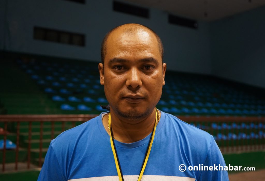 Bikash Shahi, head coach of Nepali women's basketball teams  Photo: Aryan Dhimal 
