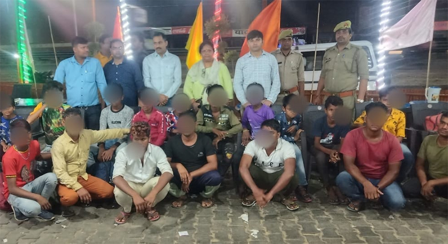 The Anti-Human Rights Unit of India rescues Nepalis among some children from suspected child traffickers' clutches, in  Lucknow, India, in August 2022. 