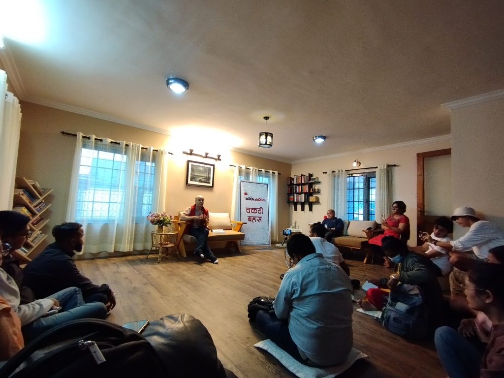 A picture from Chakati Bahas, a monthly book review session organised by Bookaholics.