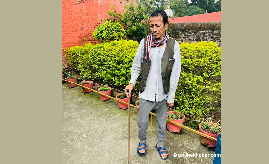 Pradeep Tajpuriya from Jhapa at Pashupati Old Age Home in Kathmandu.