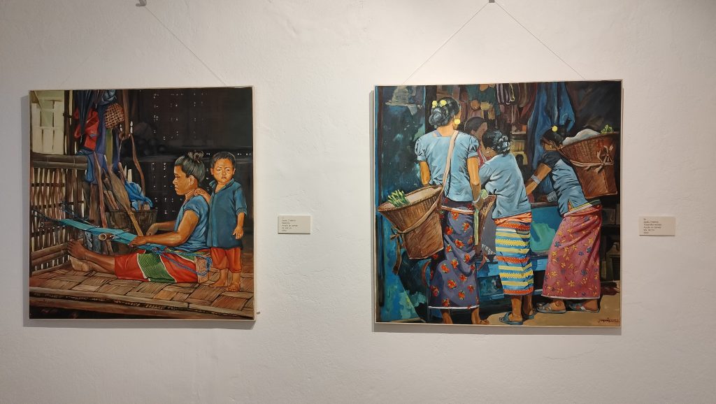 Figurative painting showcasing daily life in rural Bangladesh in exhibition at SAG.