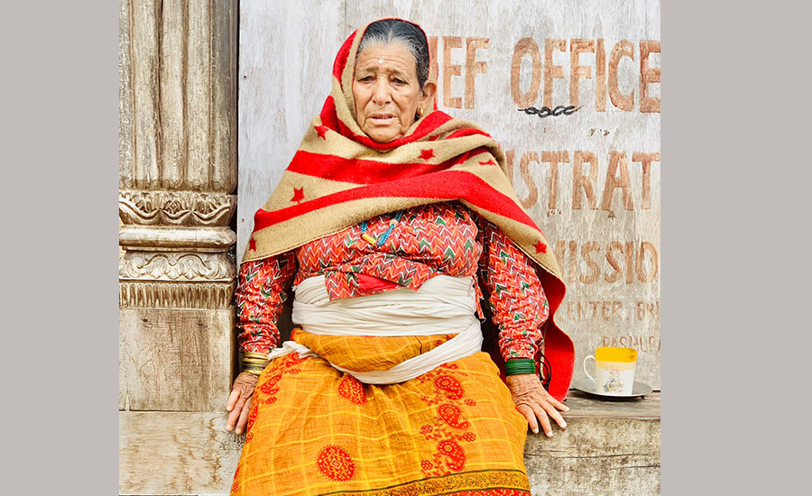 Timaya Puri at Pashupati Old Age Home in Kathmandu.