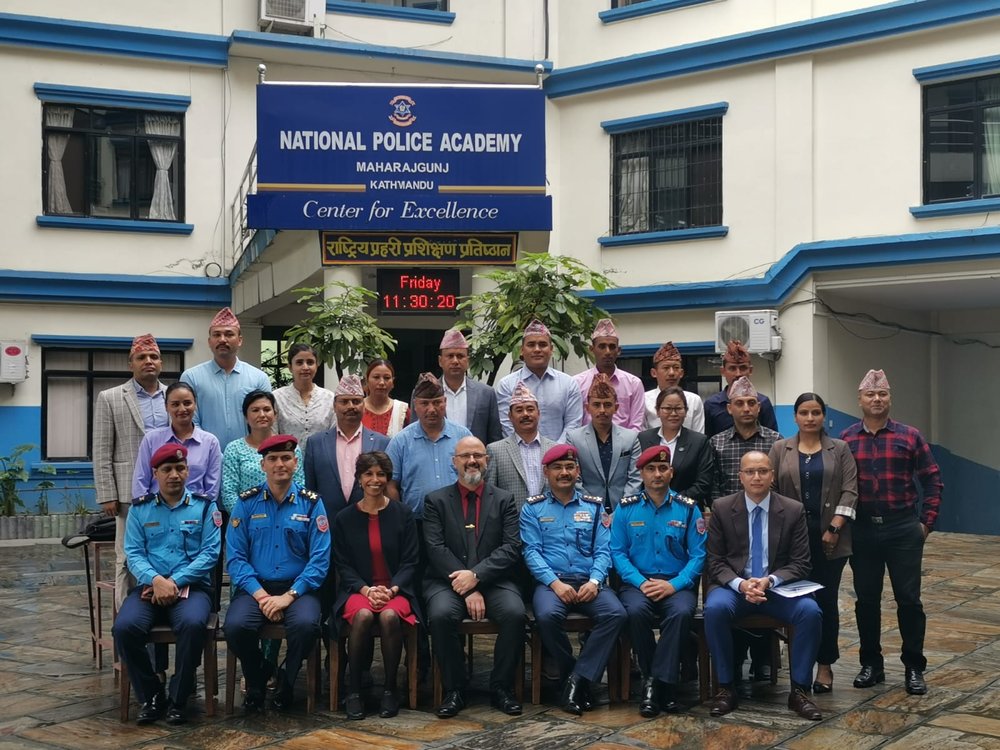 A senior officer from the French Ministry of Interior’s Central Office for the Repression of Violence against Persons (OCRVP), Raphael Pairon, trains Nepali investigators to fight online sexual exploitation of children, in Kathmandu, in September 2022. Photo: French Embassy