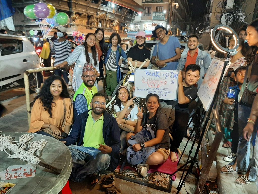 Activists celebrate the Car-Free Day in Kathmandu, in September 2022. Photo: Niharika Mathema