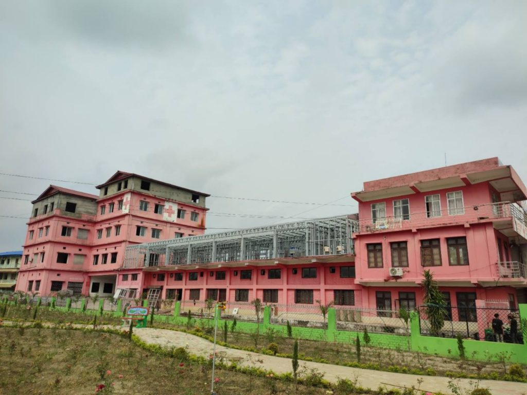 A children's hospital building being ready in Damak, Jhapa of Province 1