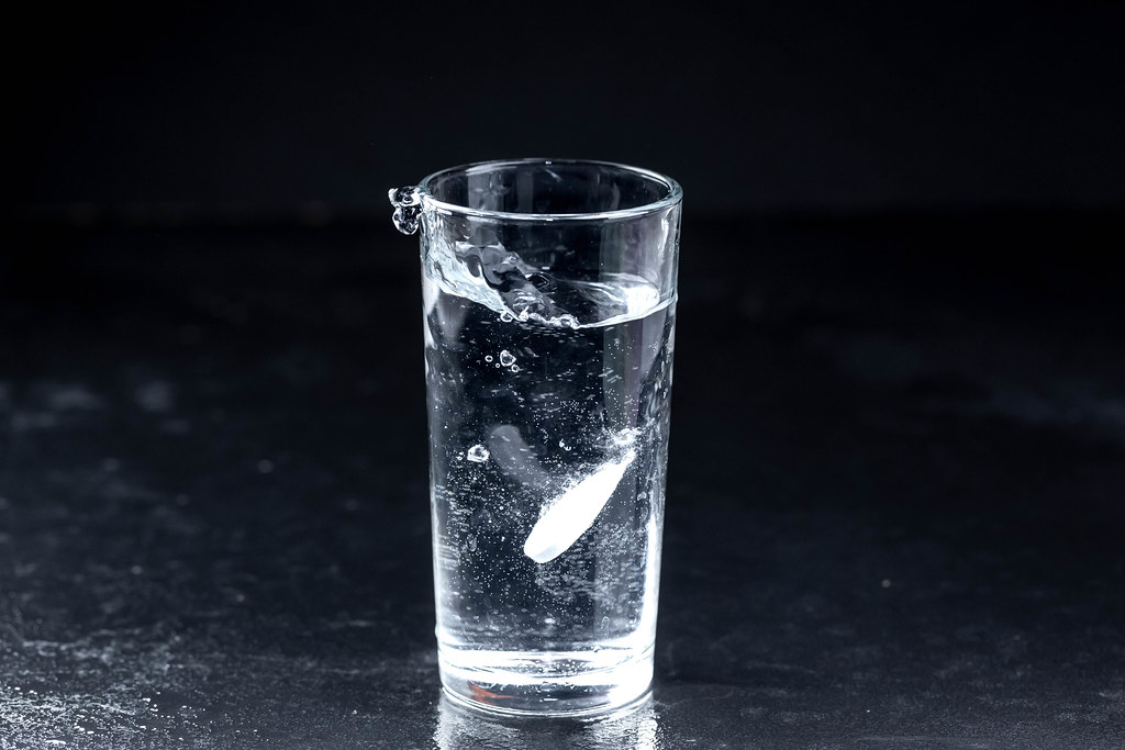 tablet in a glass of water 
