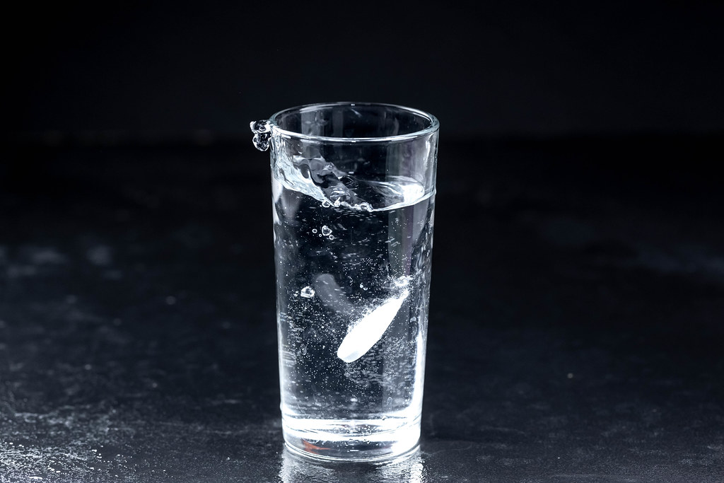 tablet in a glass of water