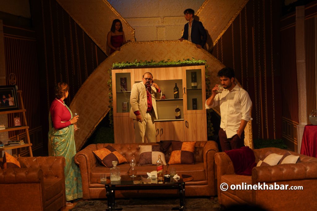 An Inspector Calls revolves around the story of a young girl, who died of suicide and the Malla family has some sort of connection with her. Photo: Chandra Bahadur Ale