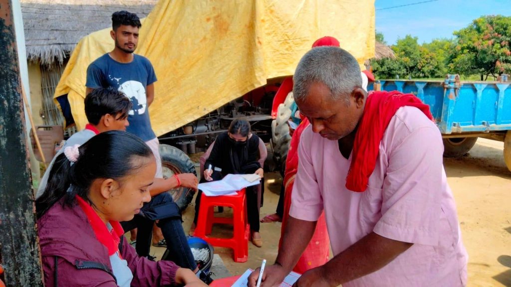 Muktinath Bikas Bank organises a door-to-door campaign to mark the Banking on Values Day in November 2022. Photo: Muktinath Bikas Bank