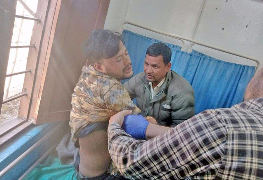 CPN-Maoist Centre leader Jayabhan Singh Dhami of Darchula is injured in an attack, reportedly by the UML cadres, in a case of pre-election violence, on Sunday, November 13, 2022. 