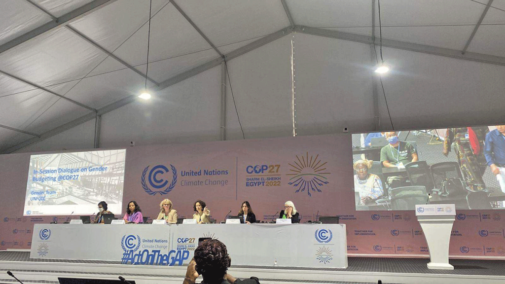 A session discussing women and climate change during the COP27 in Egypt, in November 2022.