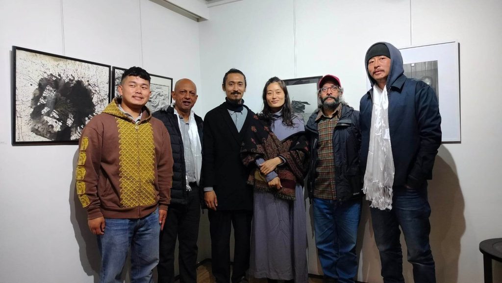 Members of Film Foundry at the photo exhibition 'Syama-Sveta' at Dalai-La Boutique Hotel, Thamel.