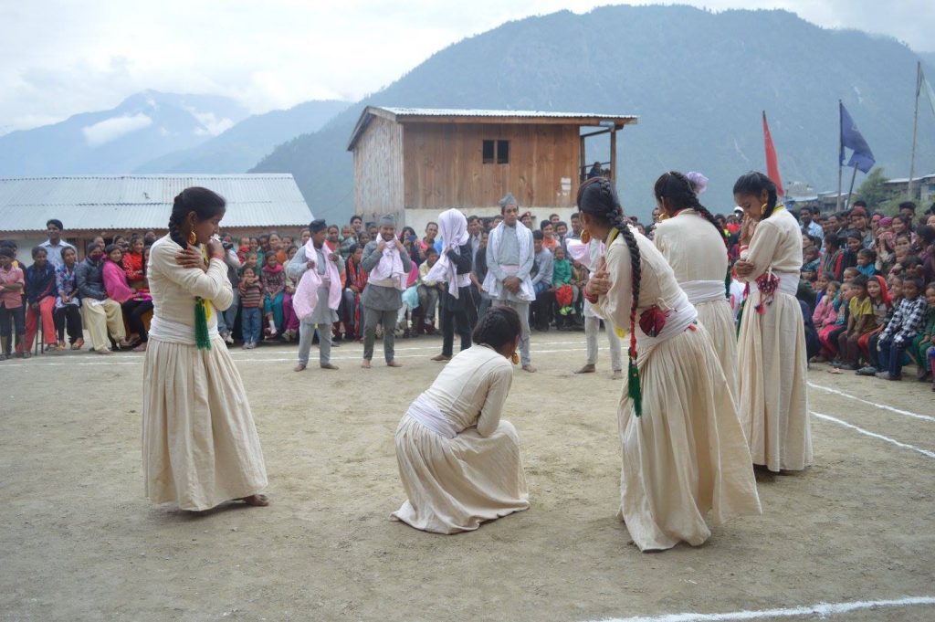 Actors from Karnali Arts Centre perform a street drama. Photo: Facebook/ Karnali Arts Centre