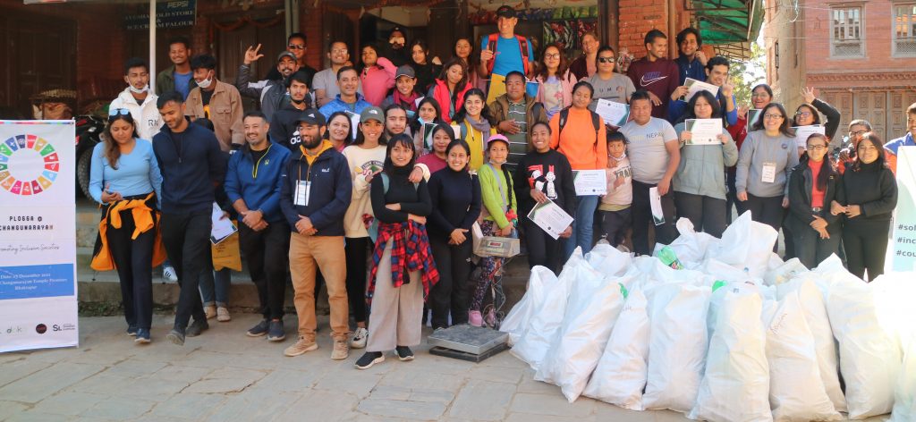 Participants at Plogging event held at Changunaryan.