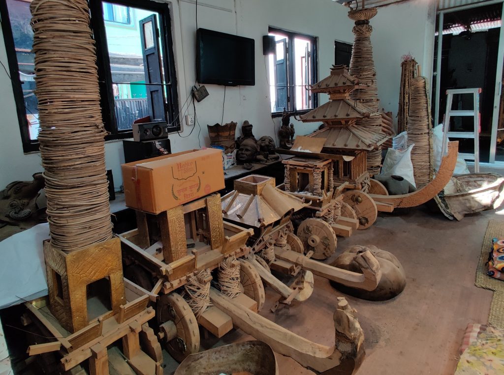 Models of different rath (chariots) used in different Nepali festivals made by Ravi Bahadur Shakya. Photo: Nasana Bajracharya