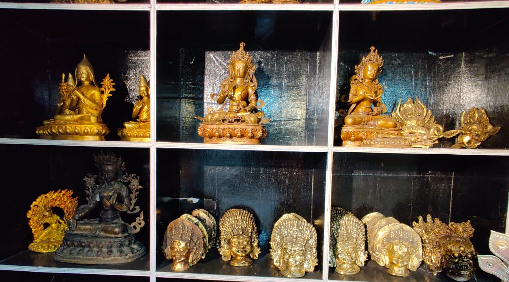 Idols and masks of different sizes stored in Ravi Bahadur Shakya's house. Photo: Nasana Bajracharya