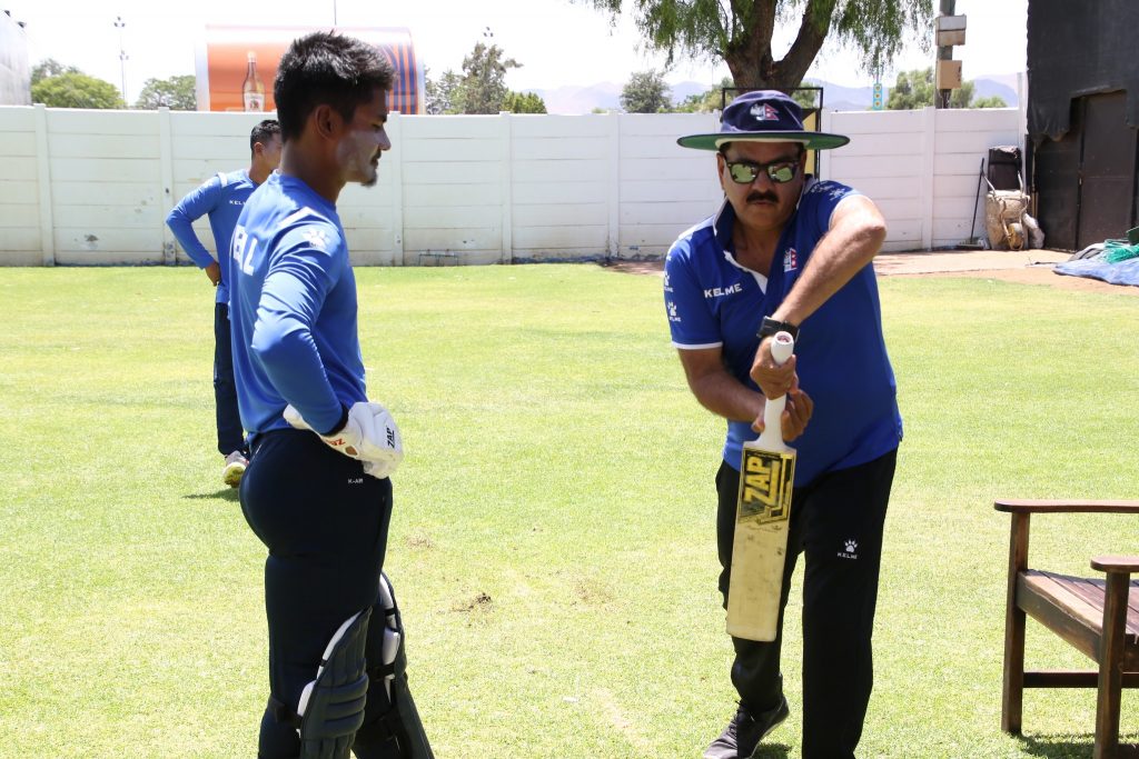 Nepal cricket captain Rohit Paudel and coach Manoj Prabhakar