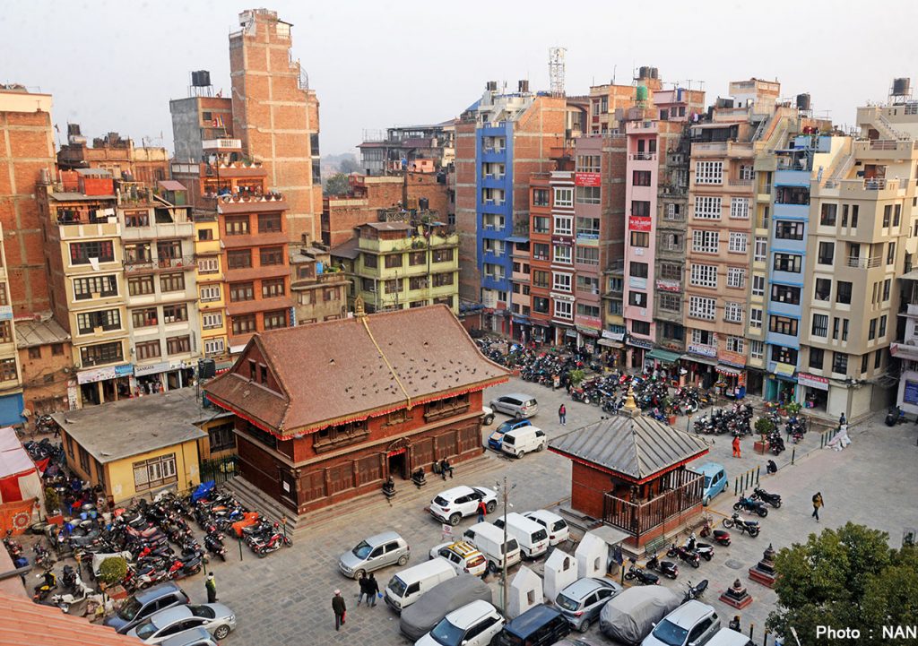 Kathmandu's cultural heritage sites like the Sankata temple have become a place for people to park their vehicles.