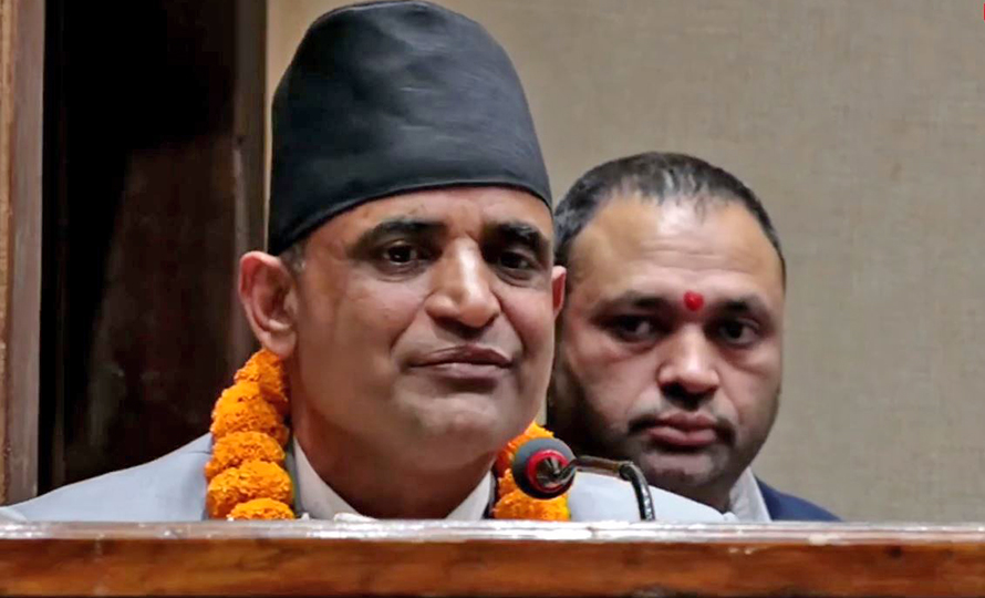 Attorney General Din Mani Pokharel speaks after assuming his office in Kathmandu, on Thursday, December 29, 2022.