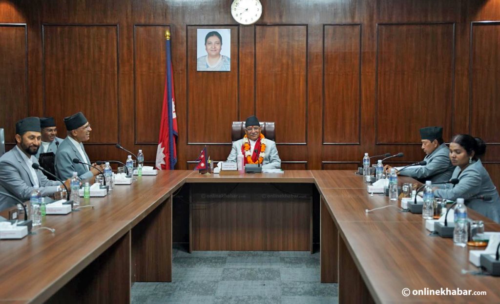 The new government led by Pushpa Kamal Dahal holds its first meeting in Kathmandu, on Monday, December 26, 2022. Photo: Chandra Bahadur Ale