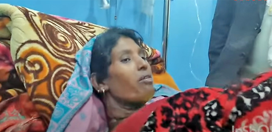 Ganga BK is undergoing treatment at Bheri Hospital after her husband's immolation attempt, in Banke, January 2023. 