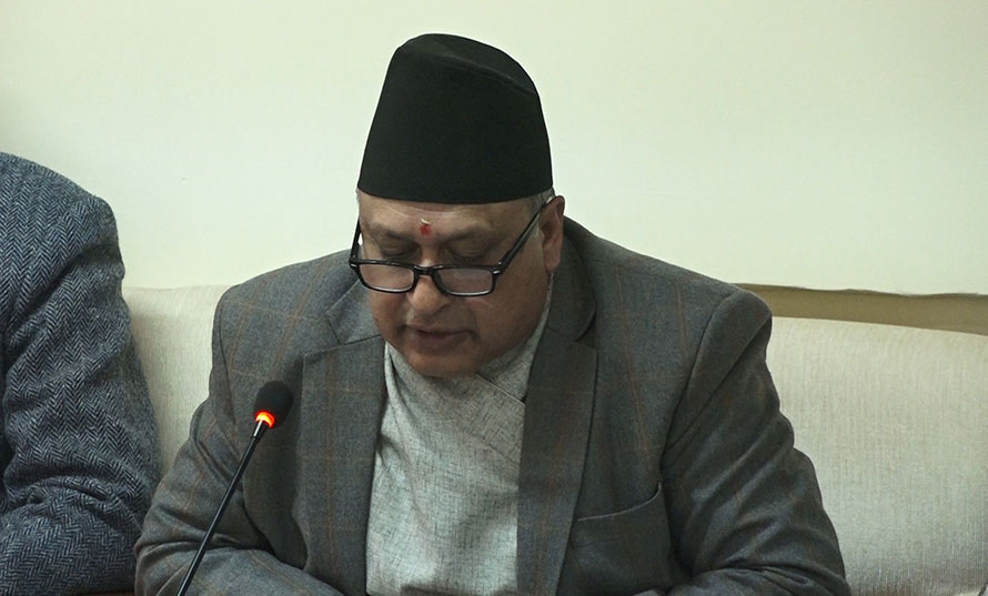 Acting Chief Justice Hari Krishna Karki speaks at a programme at Supreme Court on Friday, January 20, 2023.