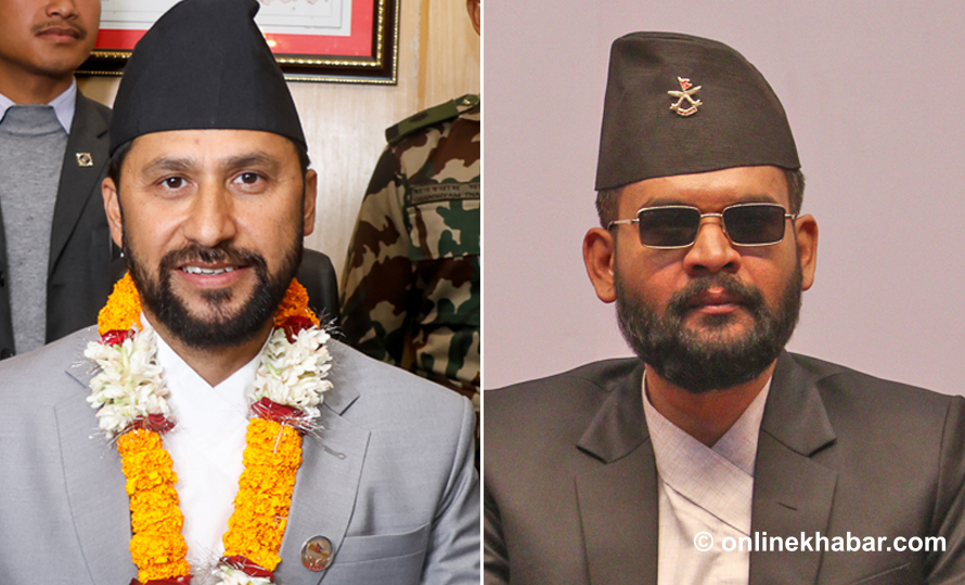 L-R: Home Minister Rabi Lamichhane and Kathmandu Mayor Balen Shah