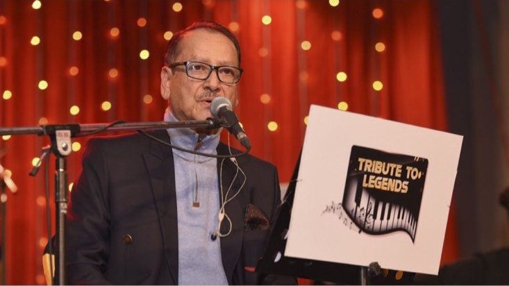 Singer Deepak Kharel performs at an event organised under the Tribute to Legends series by Laxmi Cares, in Kathmandu, on Friday, January 6, 2022. Photo: Laxmi Cares 