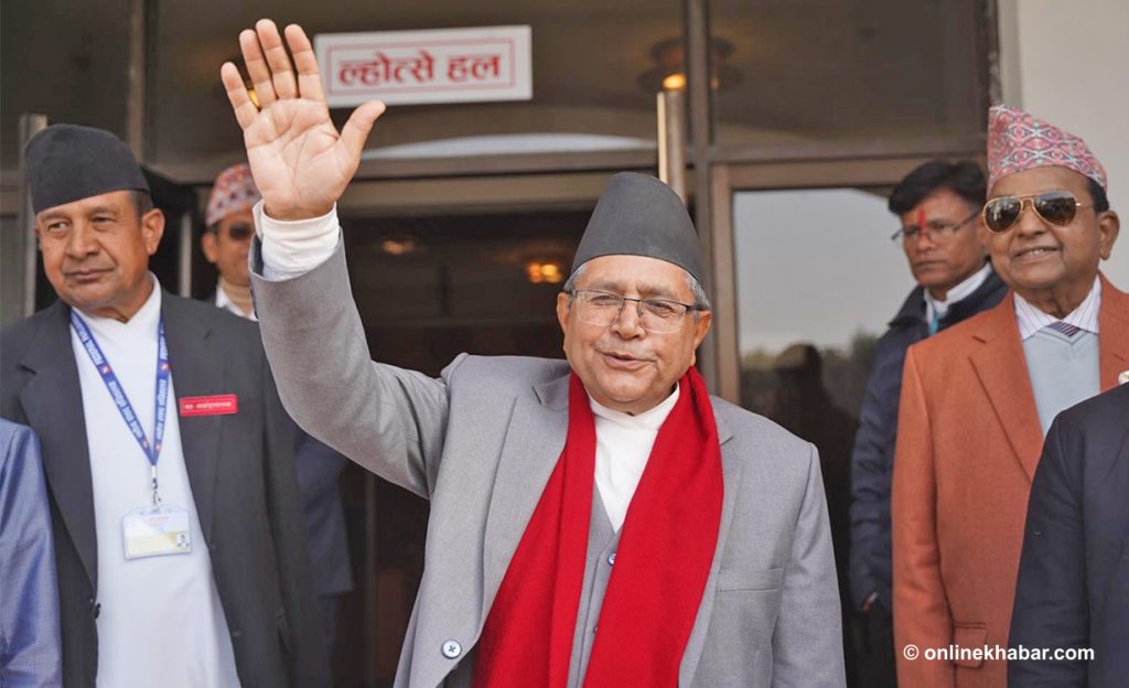 Dev Raj Ghimire, a candidate for the House of Representatives speaker election, January 2023. Photo: Chandra Bahadur Ale
