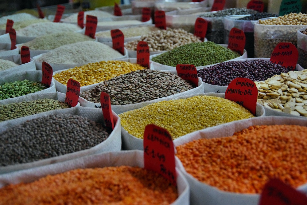 lentils at market to make khichadi on maghe sankranti