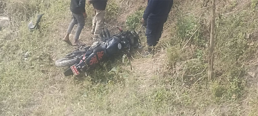 A bike falls off the road in Bara, killing two persons on the spot, on Sunday, January 15, 2022. 