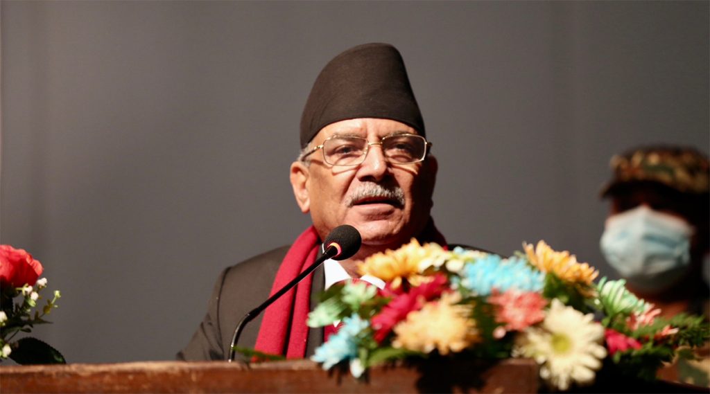 Prime MInister Pushpa Kamal Dahal announces to donate his organs after death, in Kathmandu, on Friday, January 20, 2023. Photo: Dahal secretariat