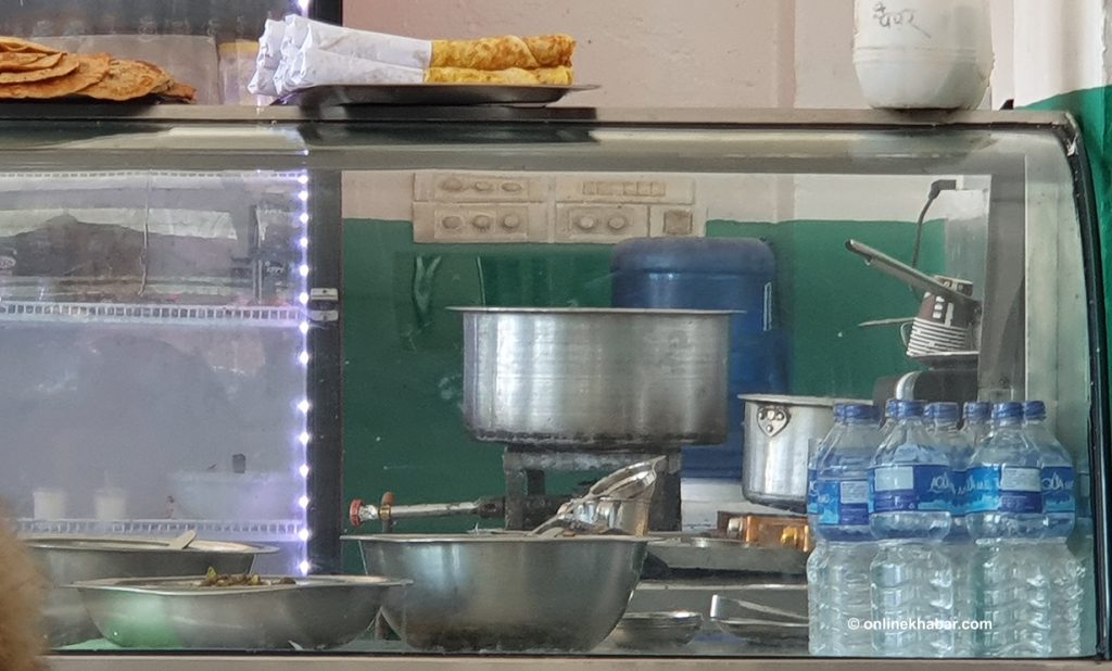 A canteen in Singhadarbar is still using cooking gas in January 2023 despite the government's announcement to use electricity only for cooking purposes inside the complex from August 2022. 