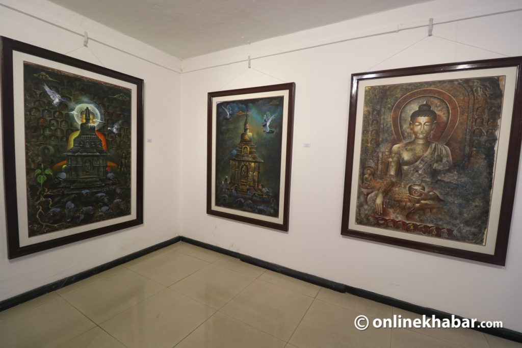 Paintings by artist Kishor Nakarmi at Collective Expressions.