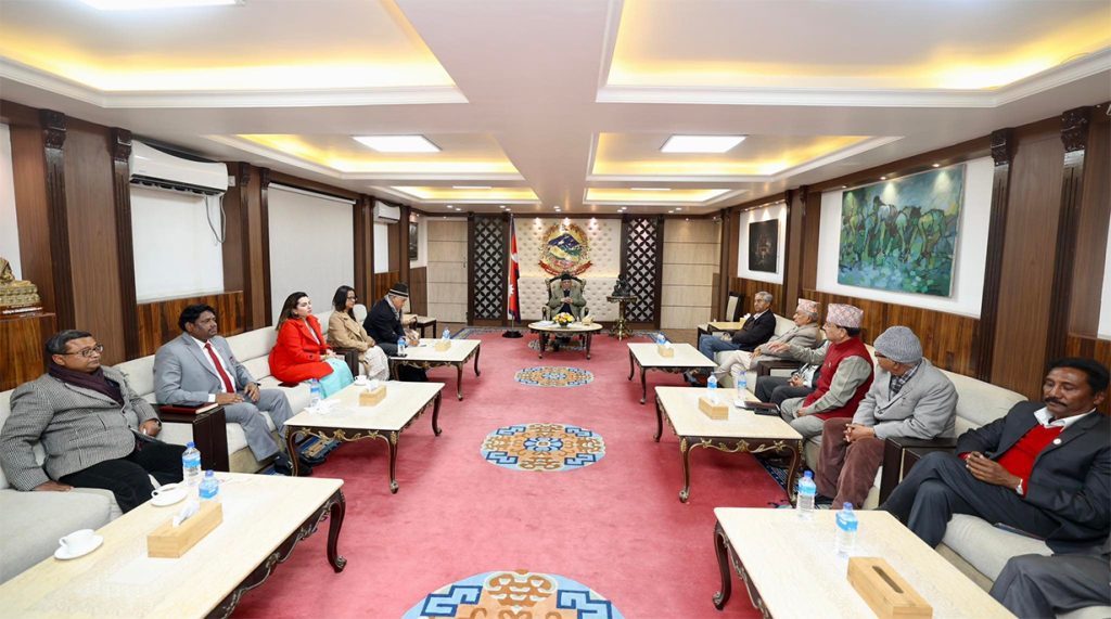 File: A meeting of eight political parties discusses preparations for the Nepal presidential election 2023