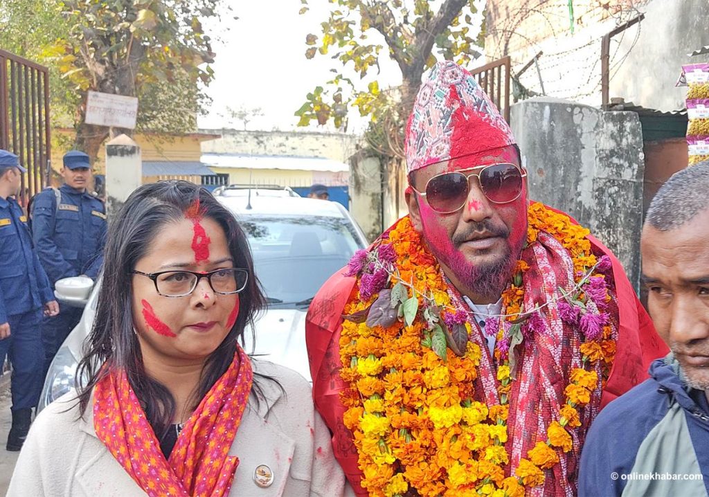 Nagarik Unmukti Party lawmaker Arun Kumar Chaudhary is released from the Kailali District Prison following a presidential pardon, on Sunday, February 19, 2023. 