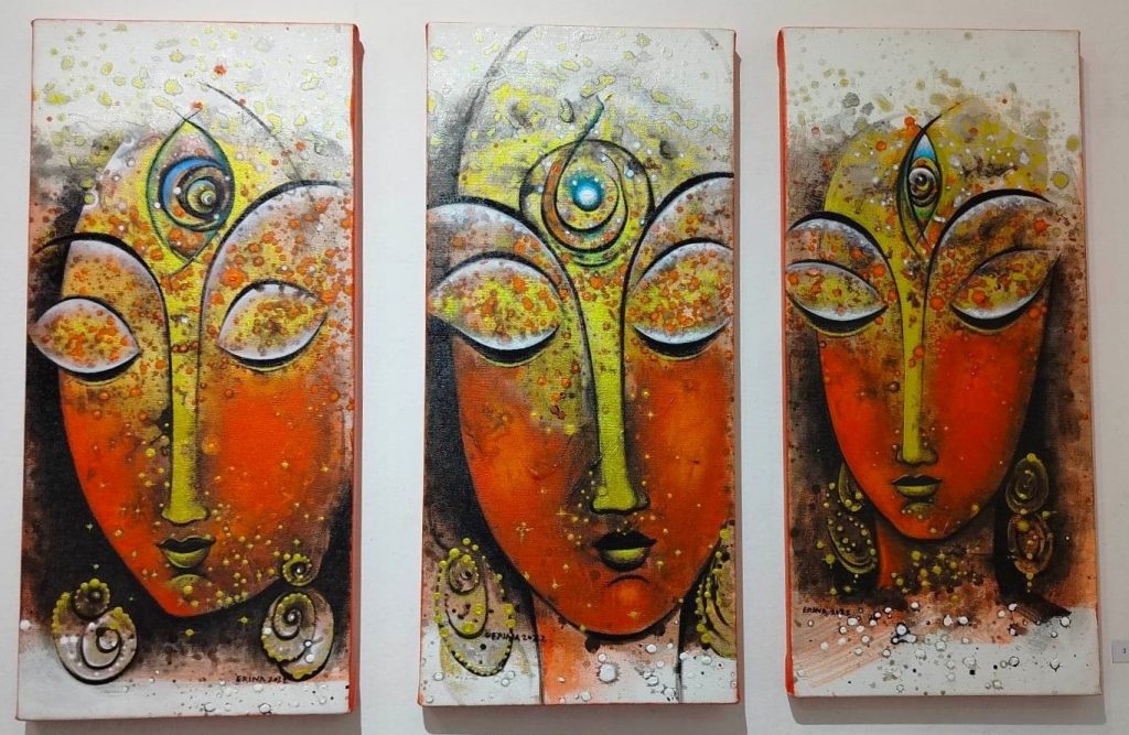 A painting by artist Erina Tamrakar at the exhibition Parallel Journey  at Mcube Gallery, Patan.