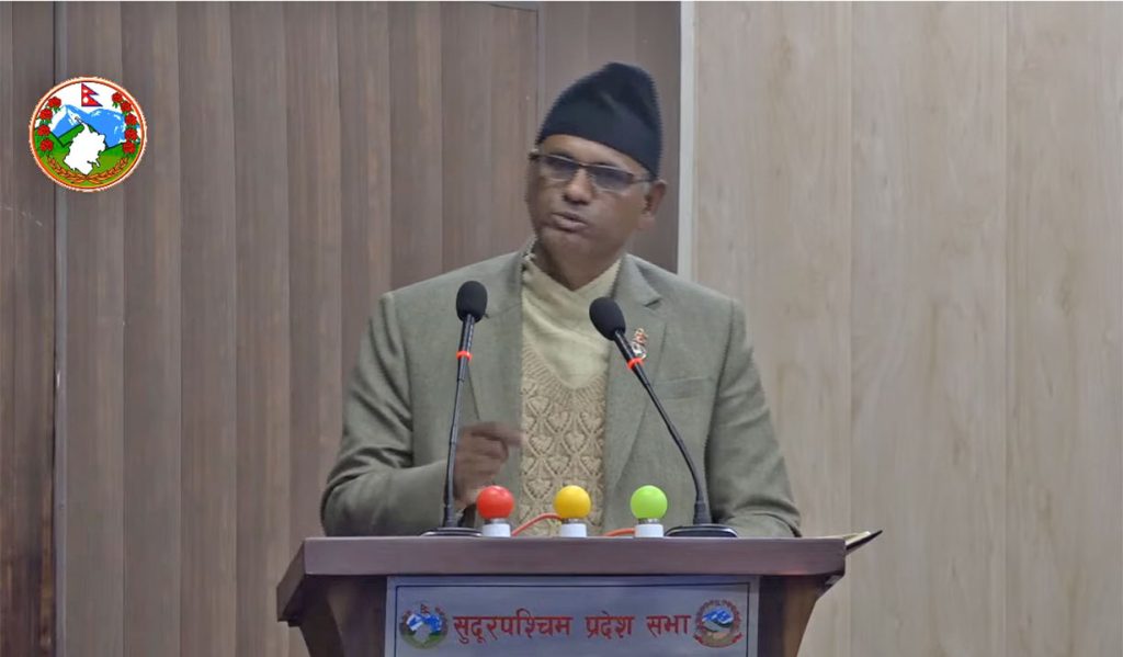 Sudurpaschim Chief Minister Rajendra Rawal seeks a vote of confidence in the provincial assembly, in Dhangadhi, on Thursday, February 9, 2023. 